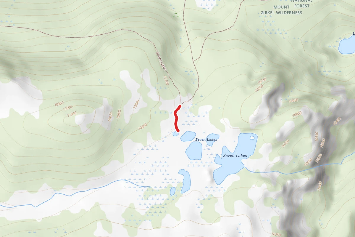 Seven Lakes Spur Trail route map