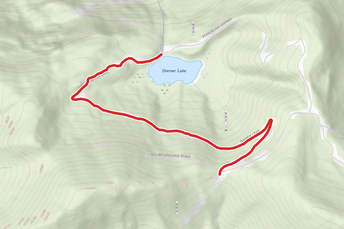 Diemer Lake Road route map