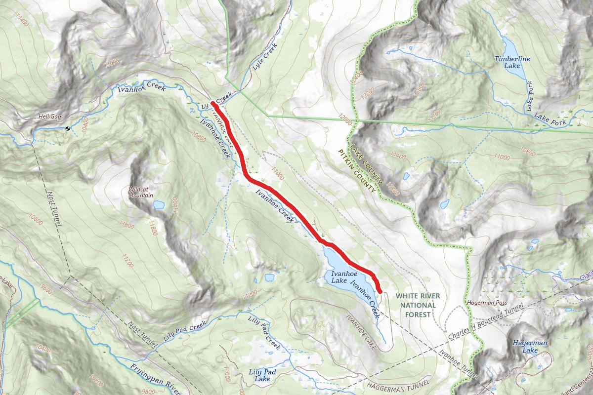 Ivanhoe Lake Road route map