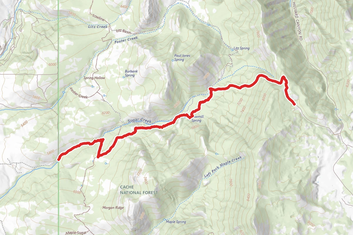 Sugar Creek route map