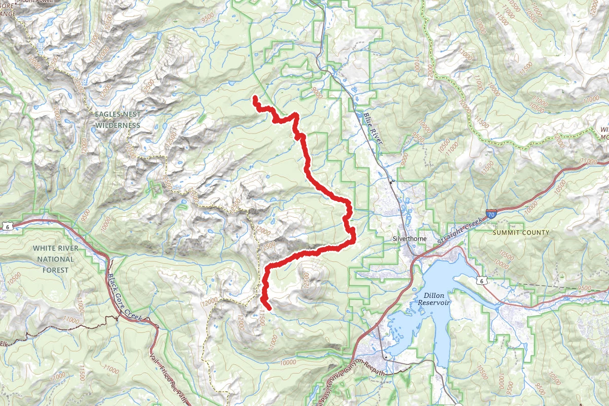 Gore Range Trail route map