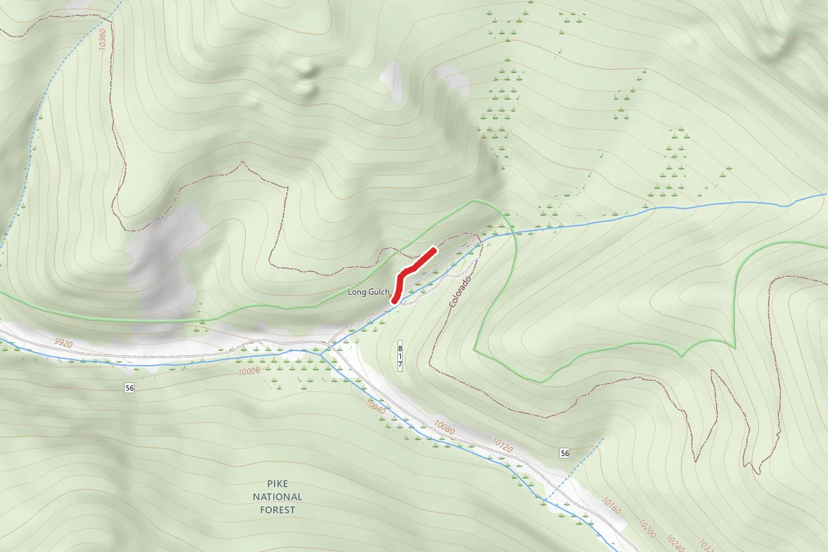 Colorado Trail Long Gulch Connector route map