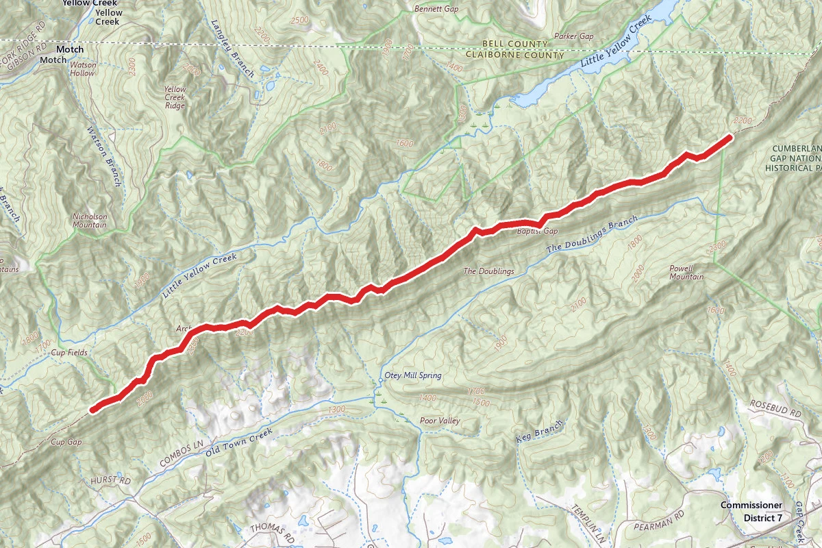 Justin P. Wilson Cumberland Trail State Park route map