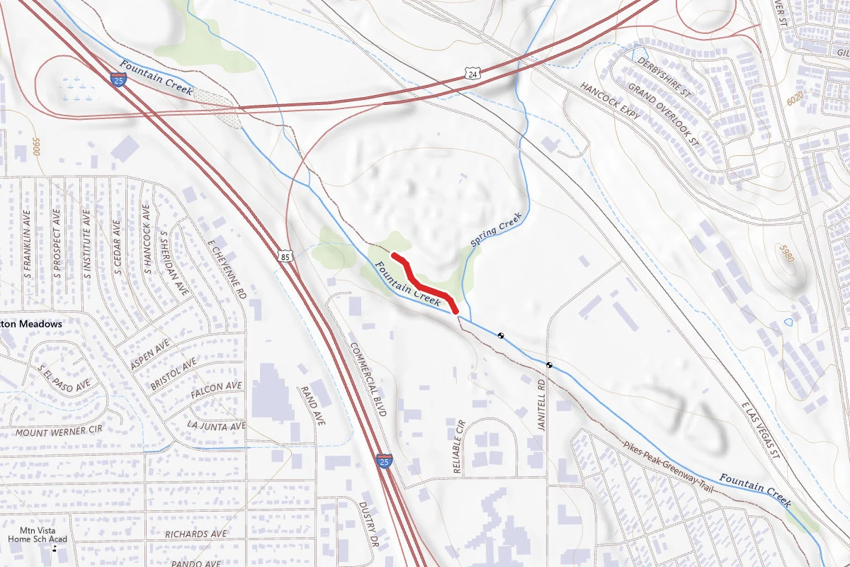 Pikes Peak Greenway Trail route map