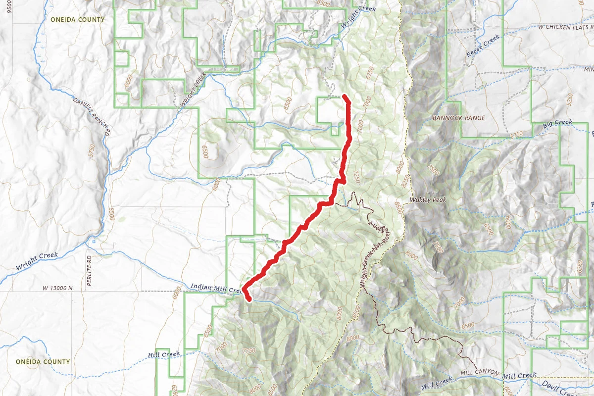 Indian Mill to Cliff Canyon route map