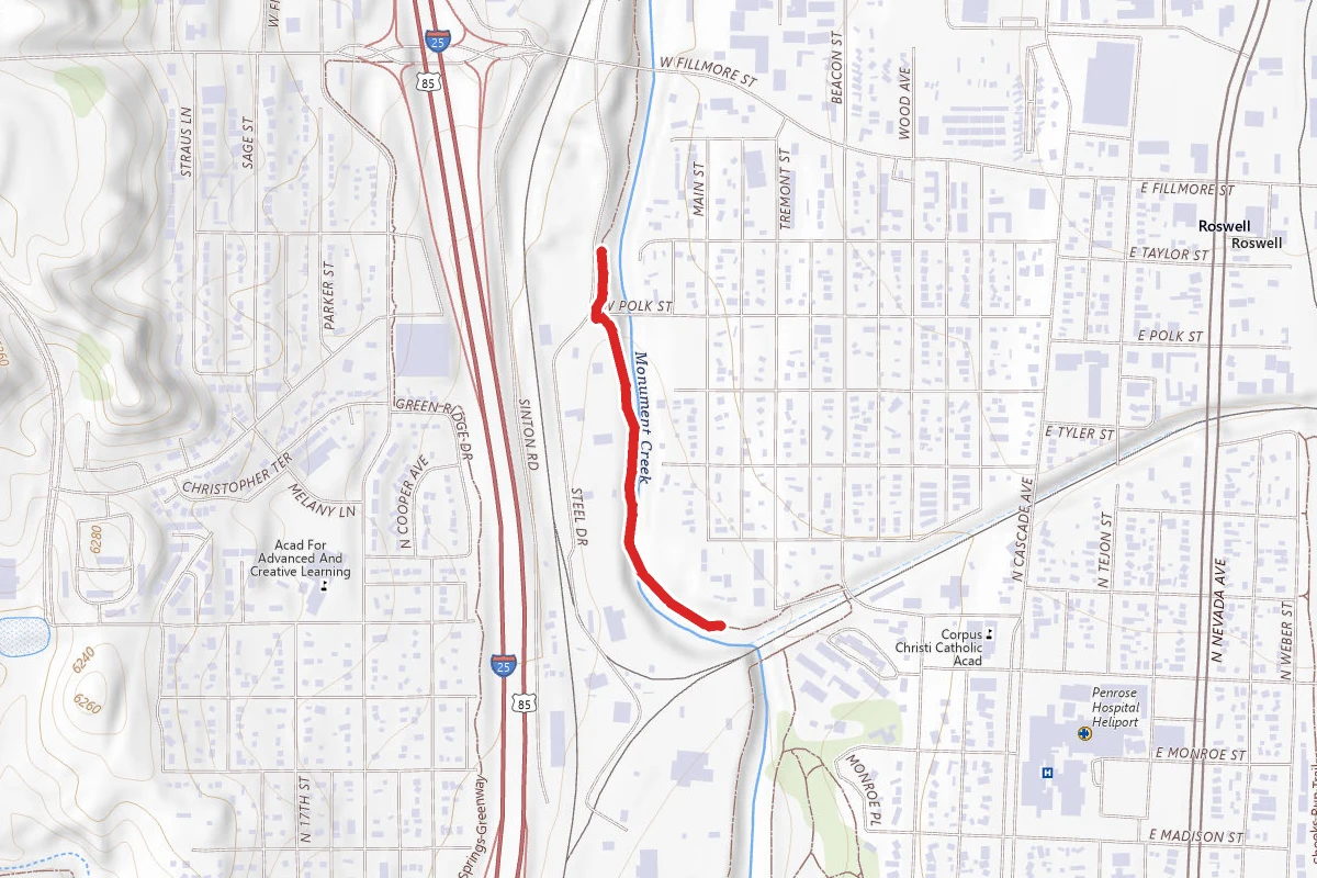 Pikes Peak Greenway Trail route map