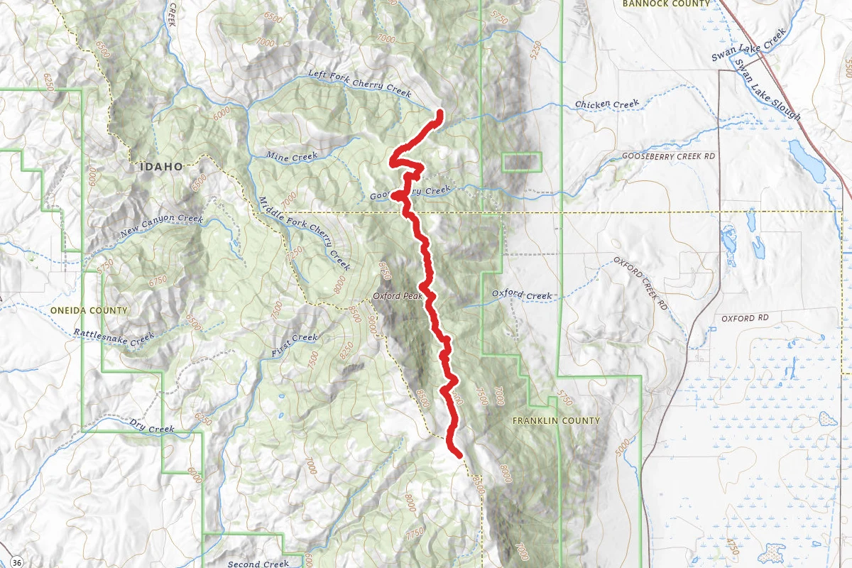Oxford Ridge route map