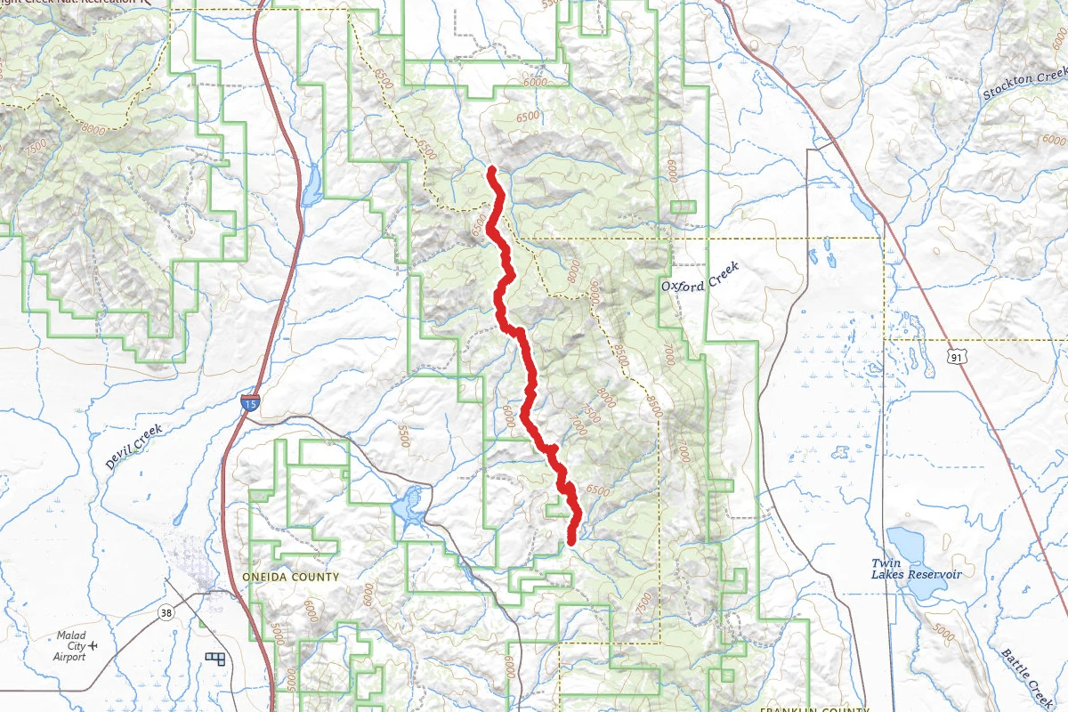 New Canyon to Third Creek route map