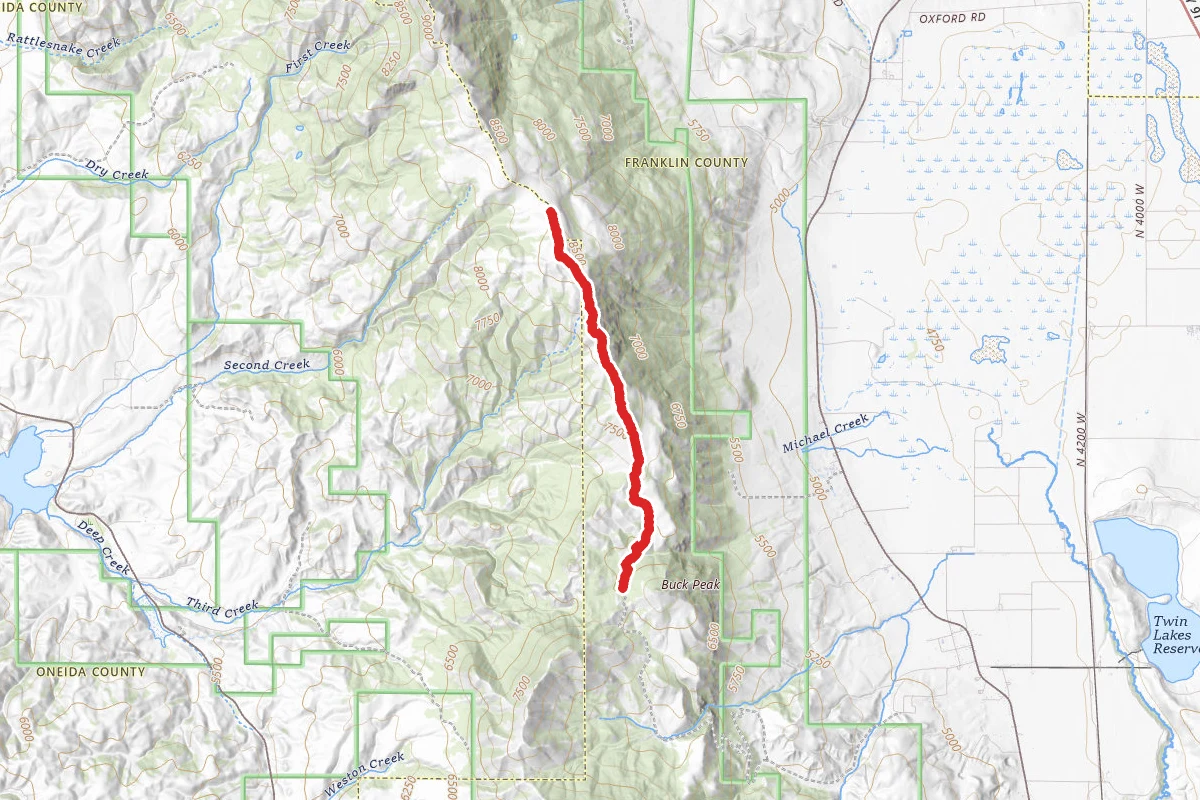 South Oxford Ridge route map