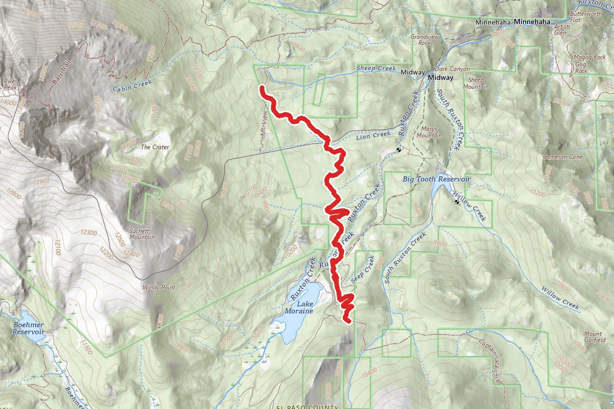 Lake Moraine Trail route map