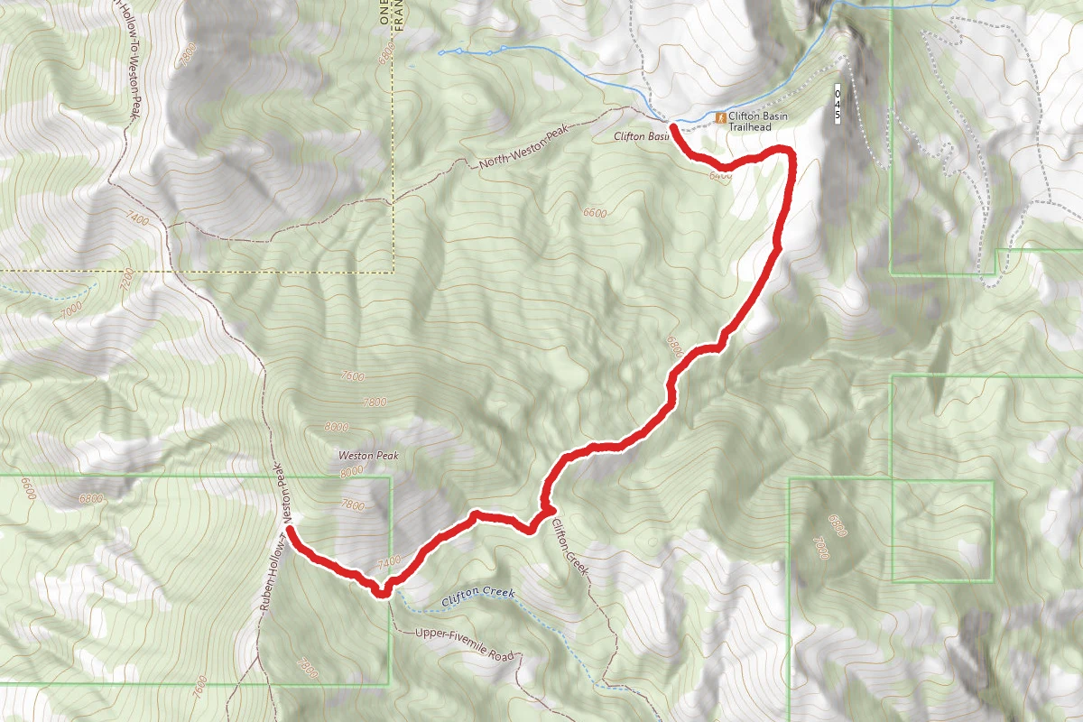 Clifton Basin to Weston Peak