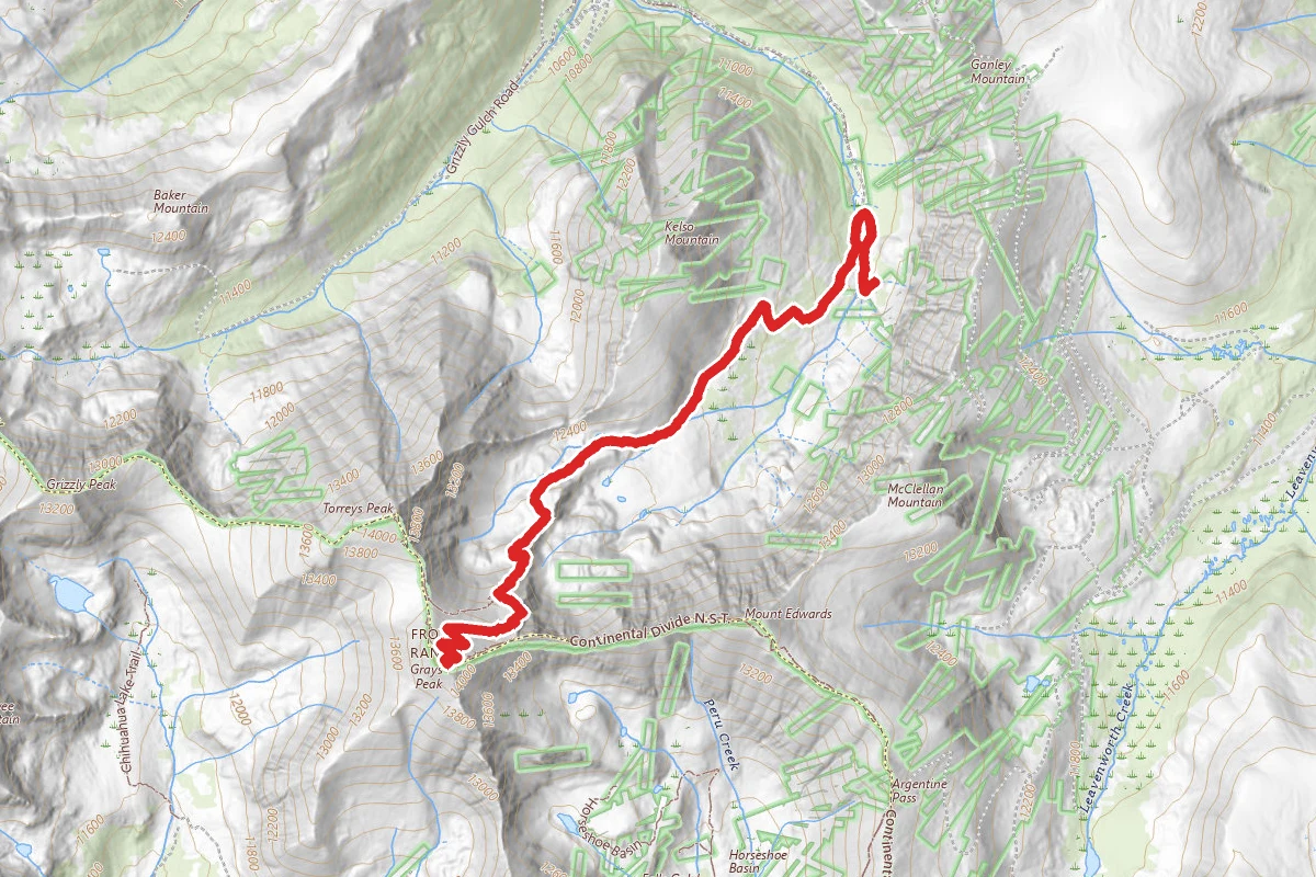 Grays Peak Trail route map