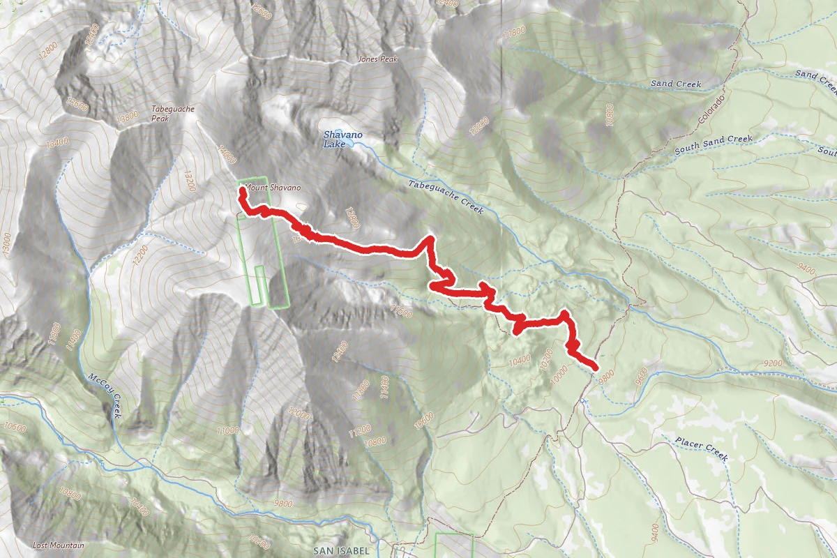 Mount Shavano: Mt. Shavano route map