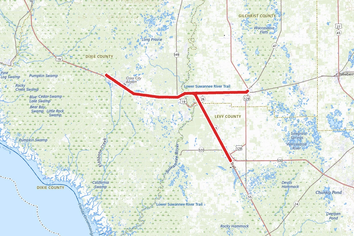 Fanning Springs State Park Trail route map