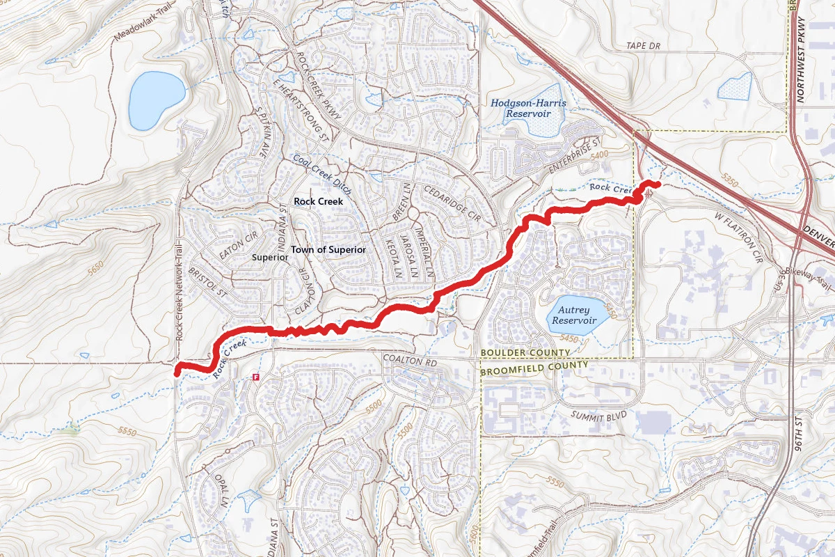 Rock Creek Regional Trail route map