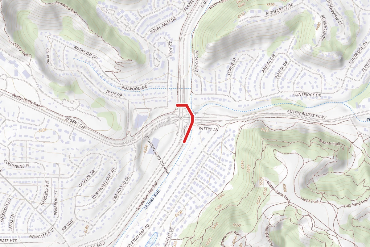 Austin Bluffs Trail route map