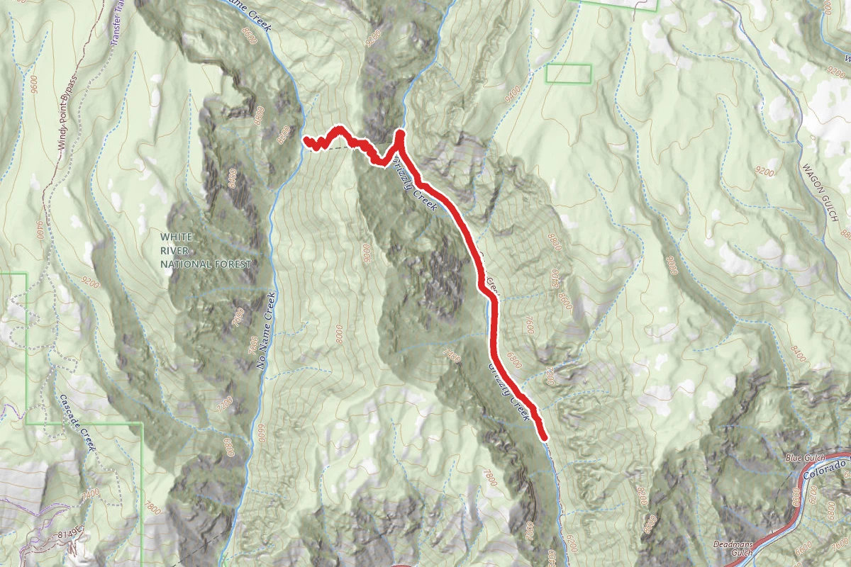 Grizzly Creek Trail route map