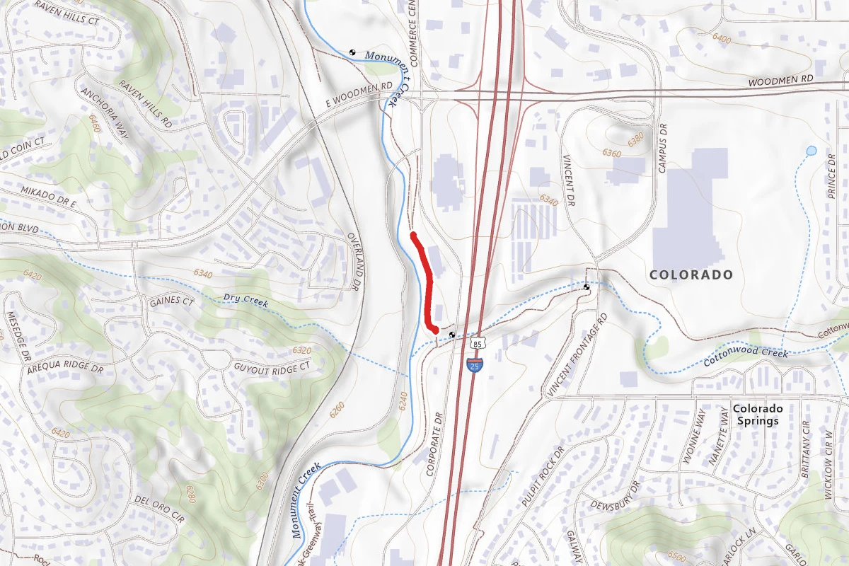 Pikes Peak Greenway Trail route map