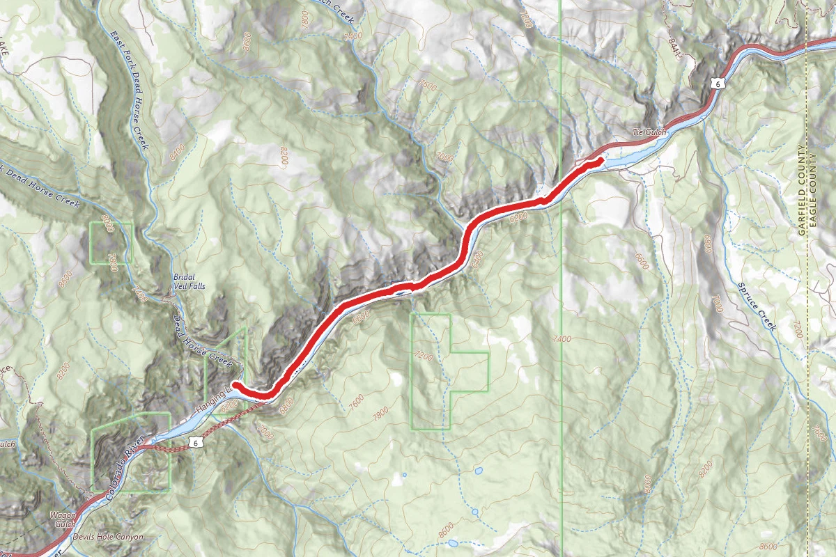 Glenwood Canyon Trail route map