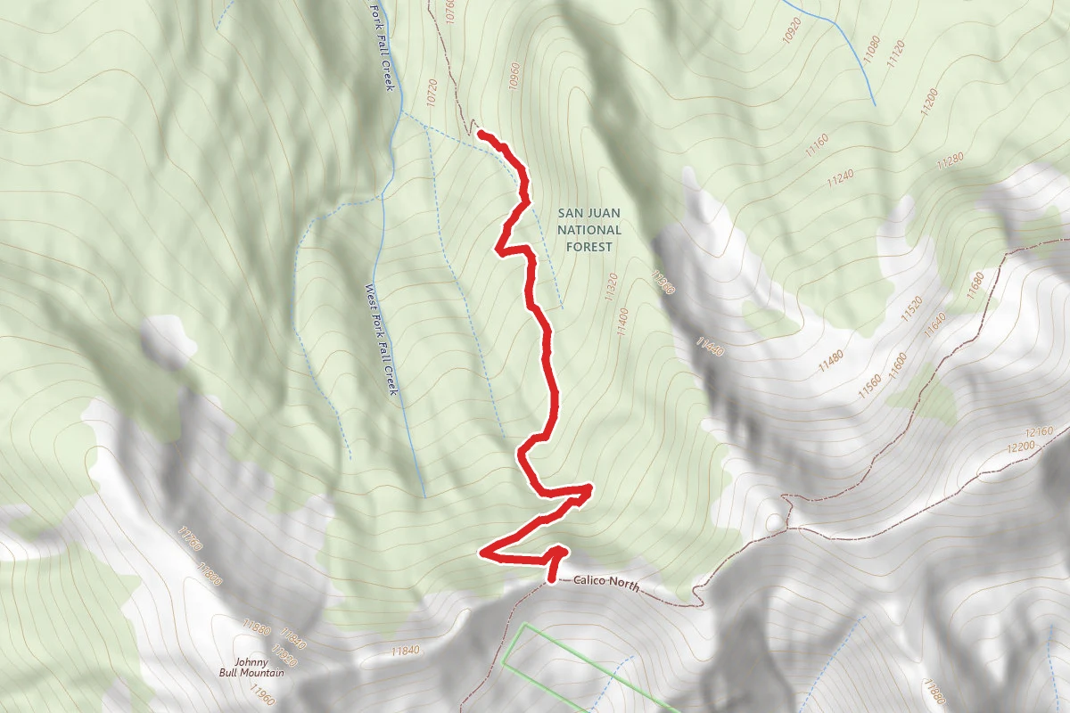 West Fall Creek Trail route map