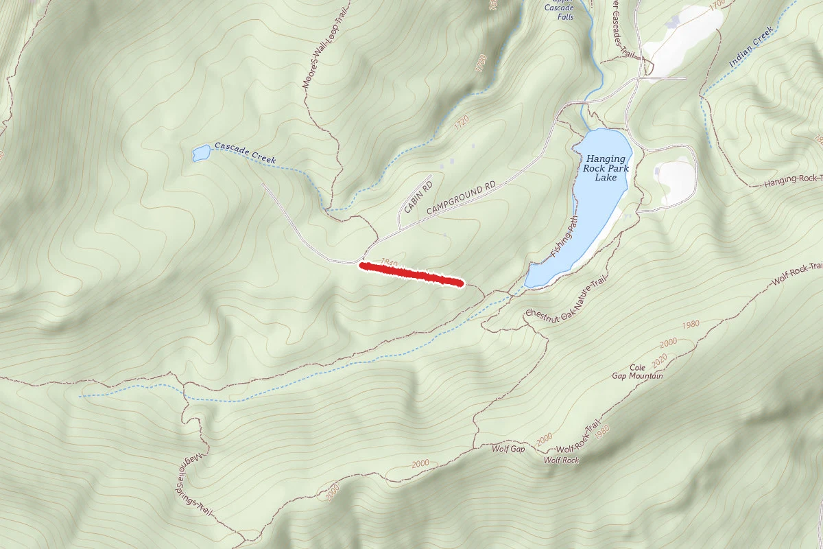 Moore's Wall Loop Trail route map