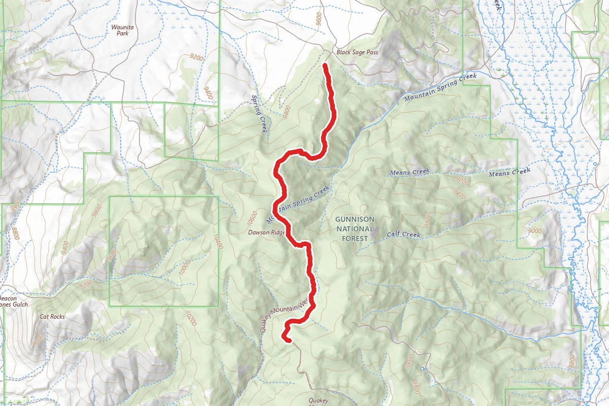 Quakey Mountain Trail route map