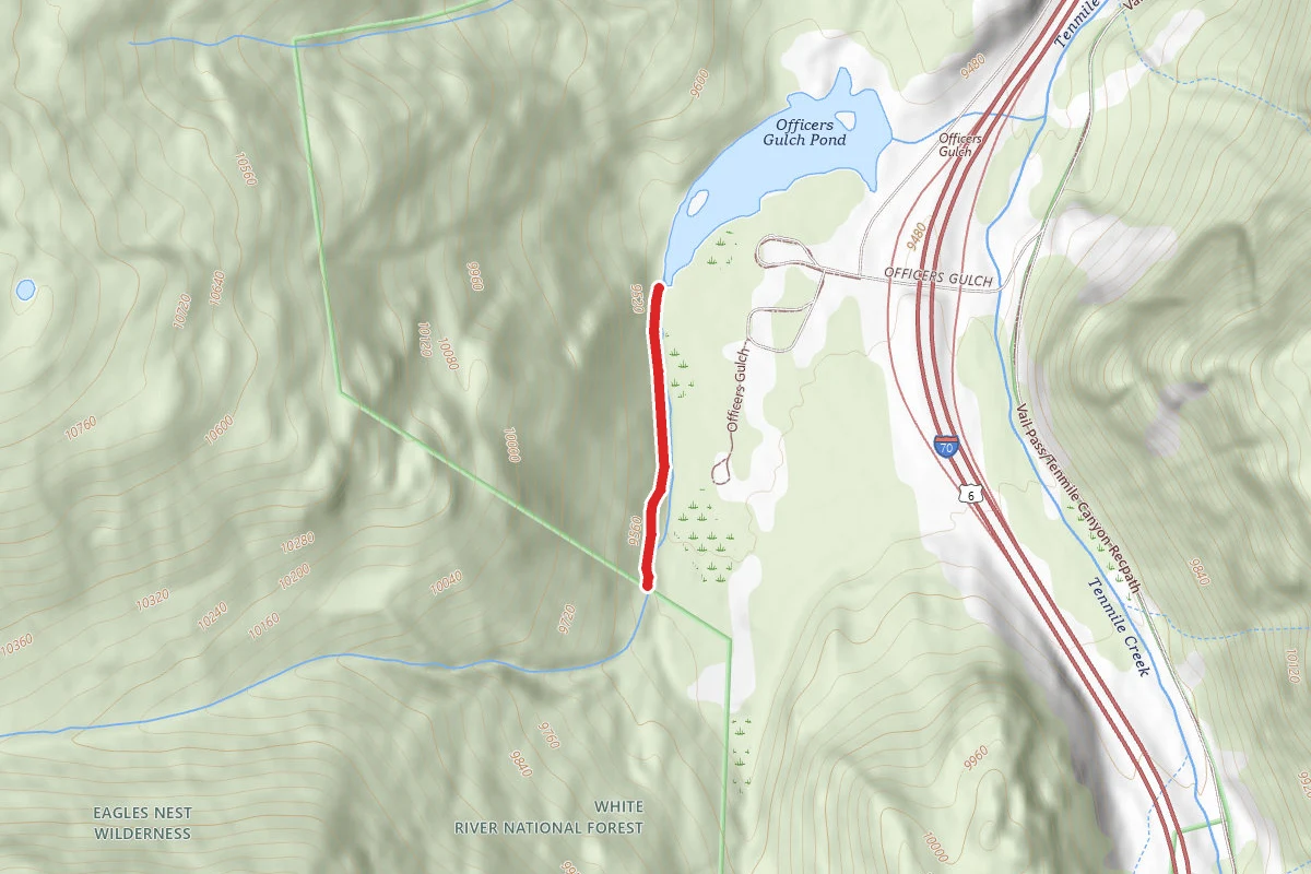 Officers Gulch Creek Trail route map