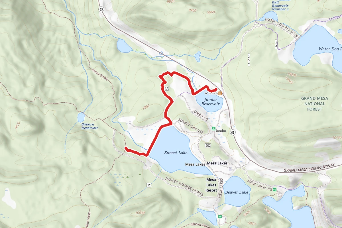 West Bench Trail route map