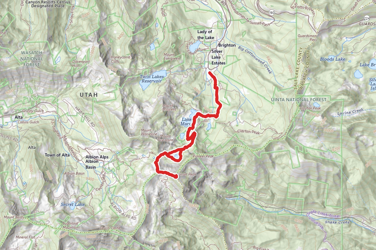 Sunset Peak via Brighton Lakes Trail