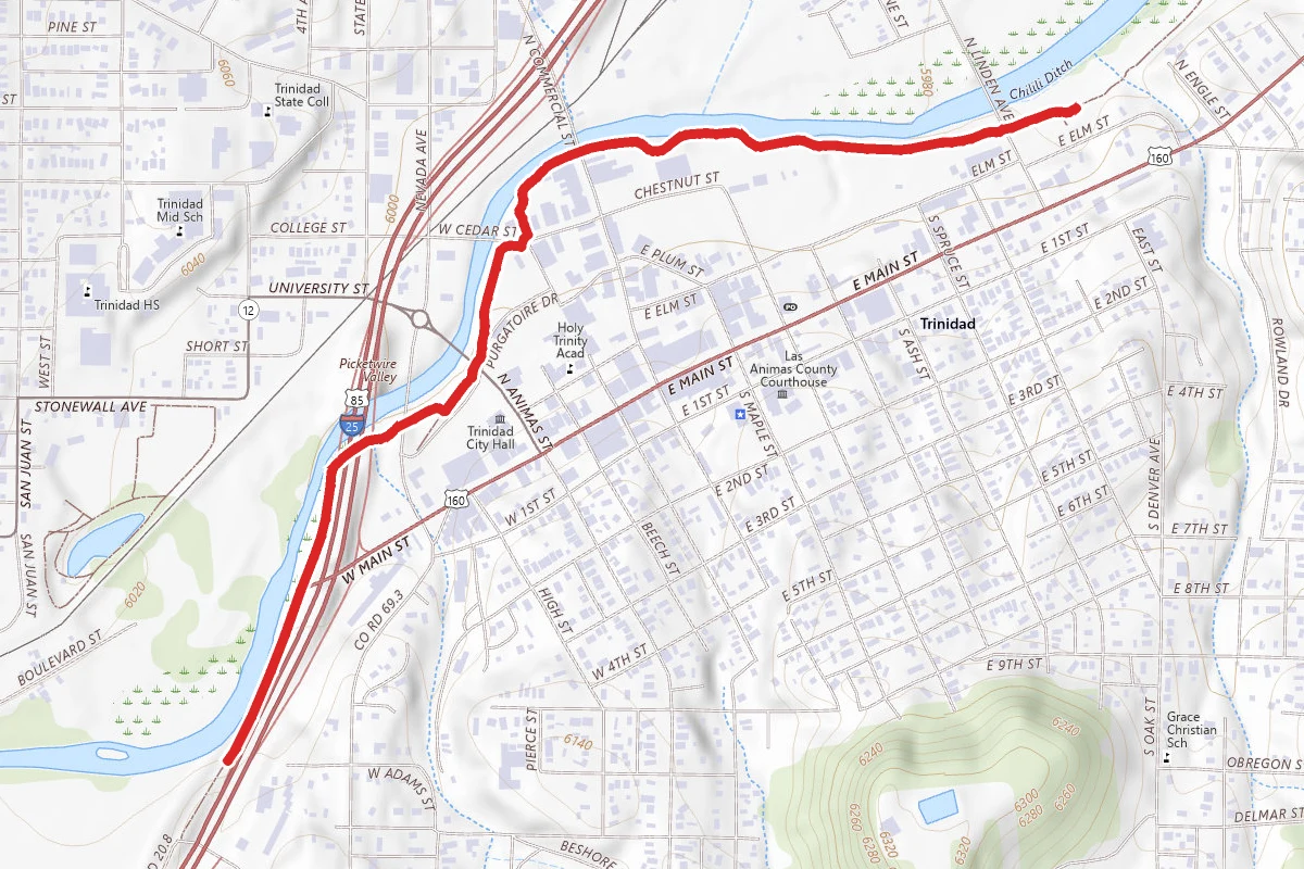 Pugatoire Riverwalk Trail route map