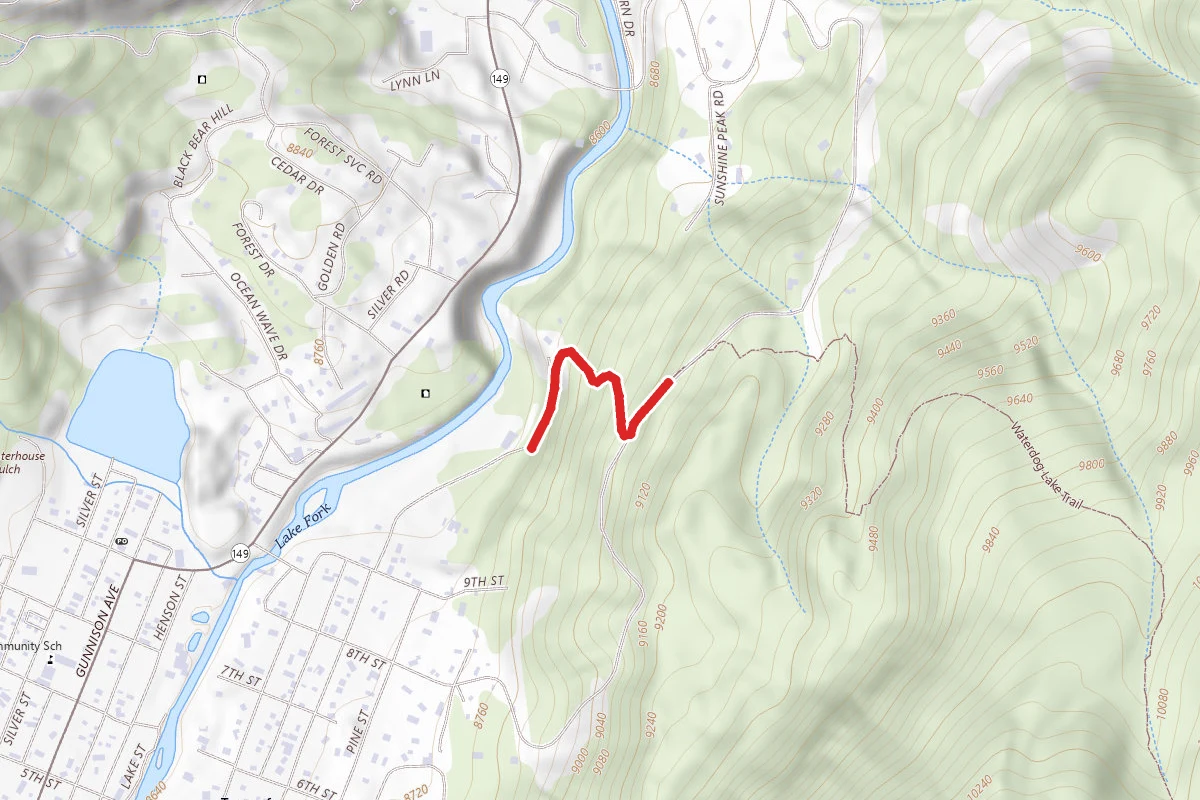 Waterdog Lake Trail route map