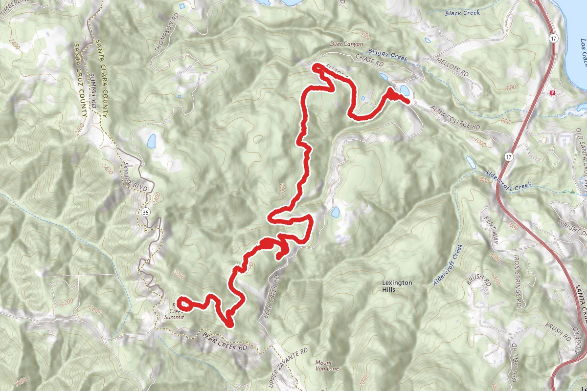 Bear Creek Summit via Madrone Knoll Trail and Alma Trail