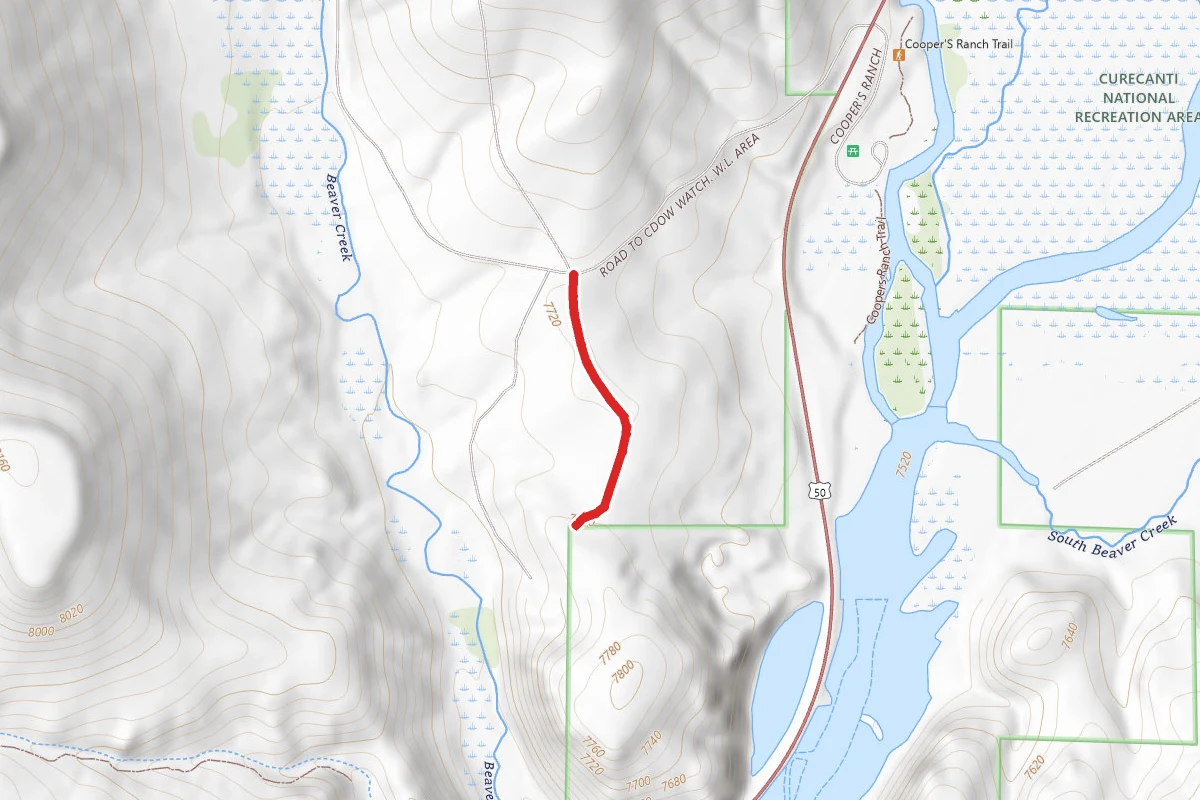 Beaver Creek Spur Road route map