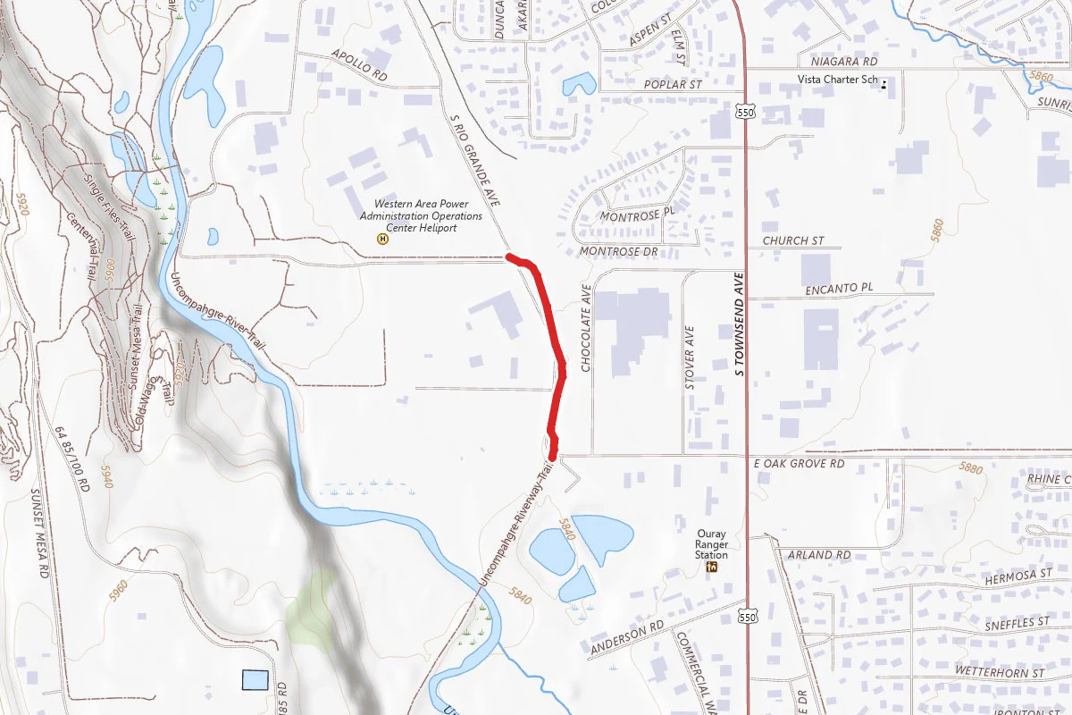 Uncompahgre Riverway Trail route map