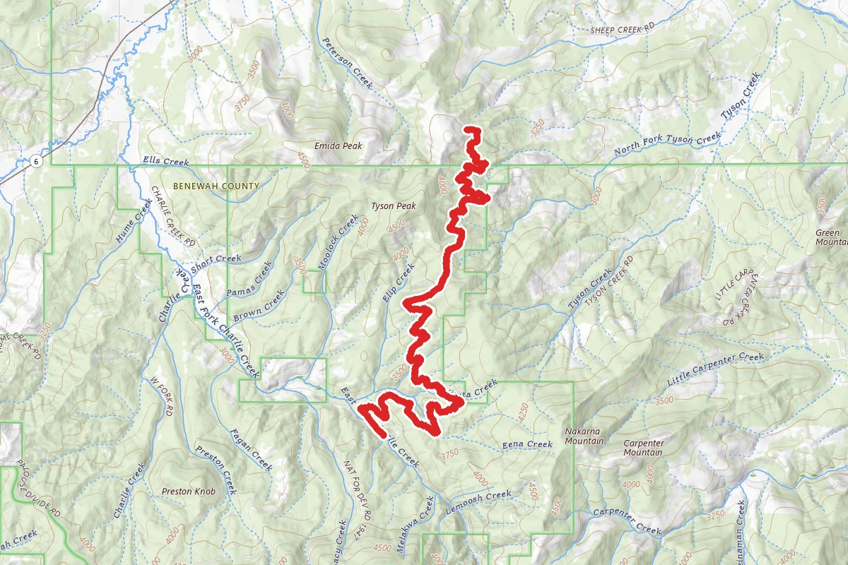 Eena Creek Ohv route map