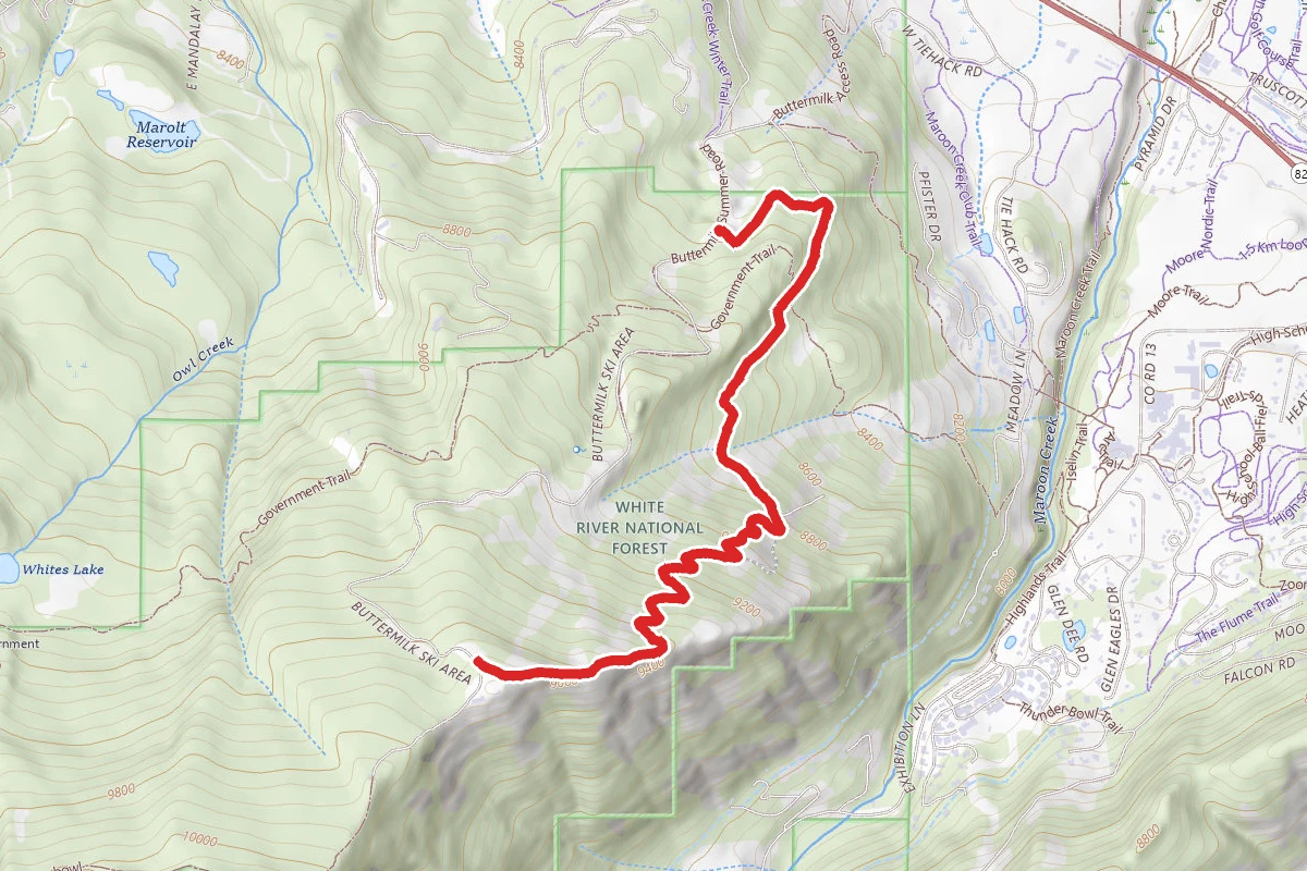 Buttermilk Access Road route map
