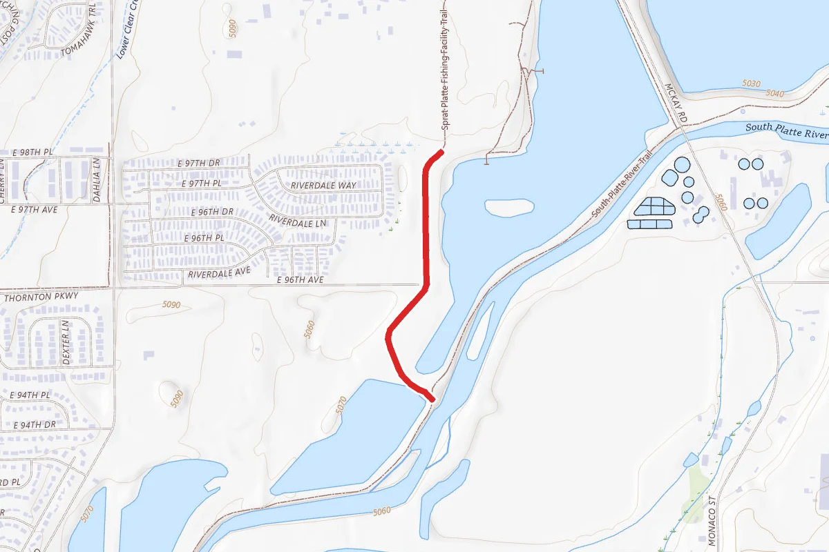 Sprat Platte Fishing Facility Trail route map