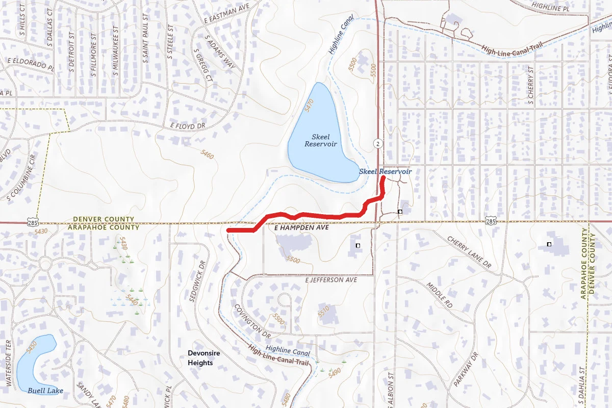 High Line Canal Trail route map