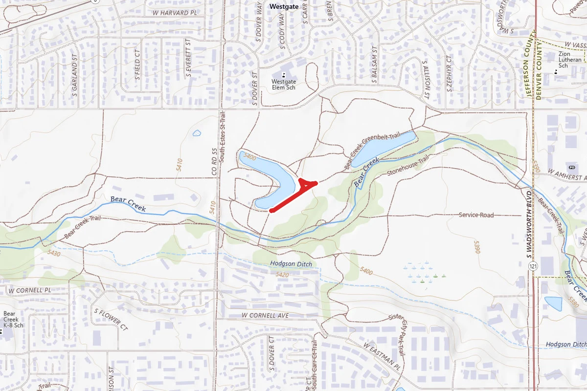 Bear Creek Greenbelt Trail route map