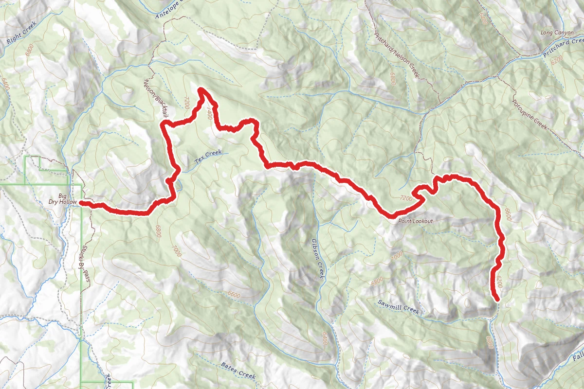 Blacktail Canyon route map