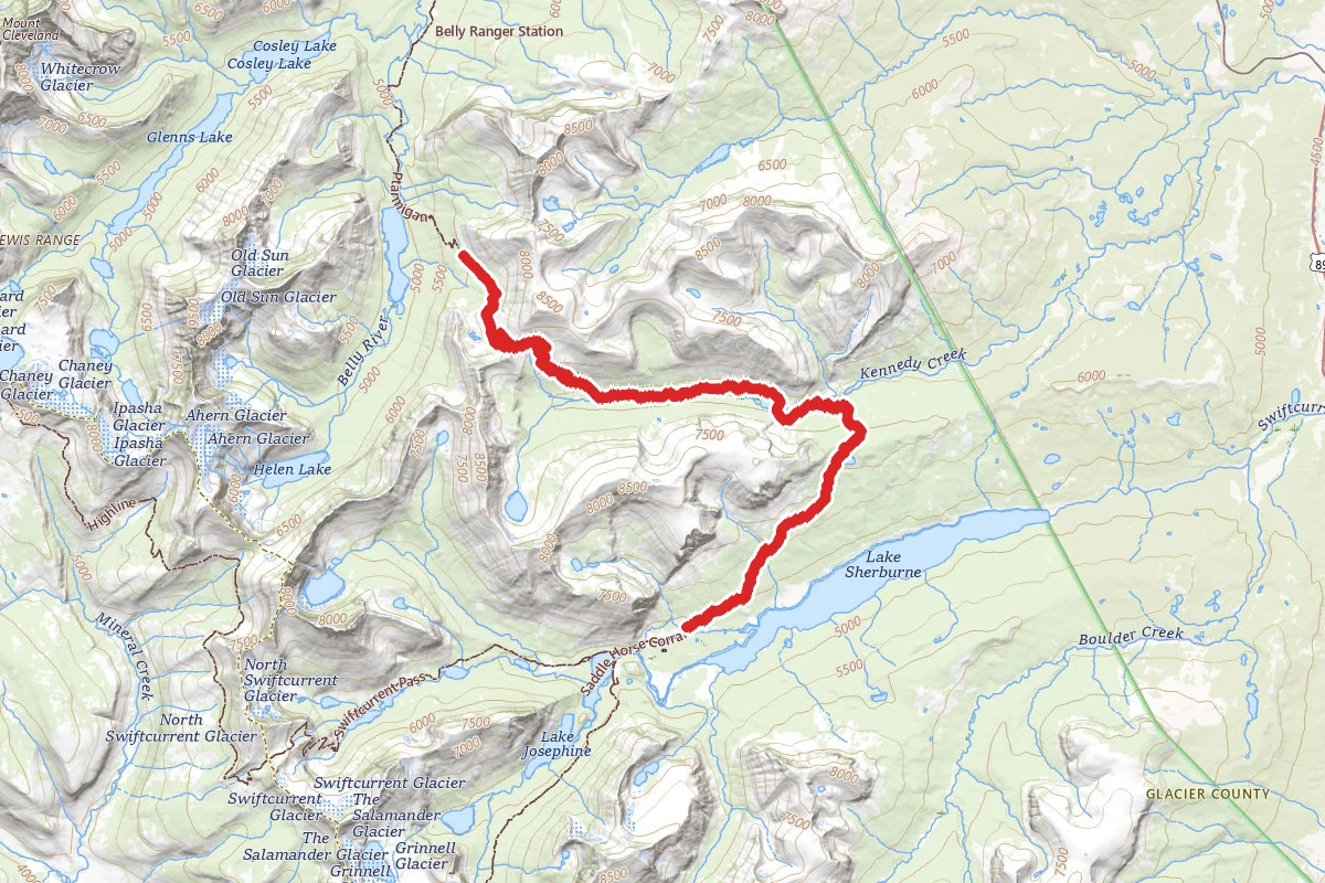 Red Gap Pass route map