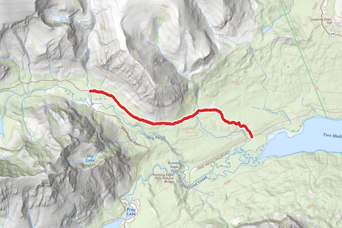 Dry Fork route map