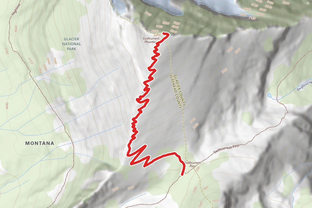 Swiftcurrent Lookout route map