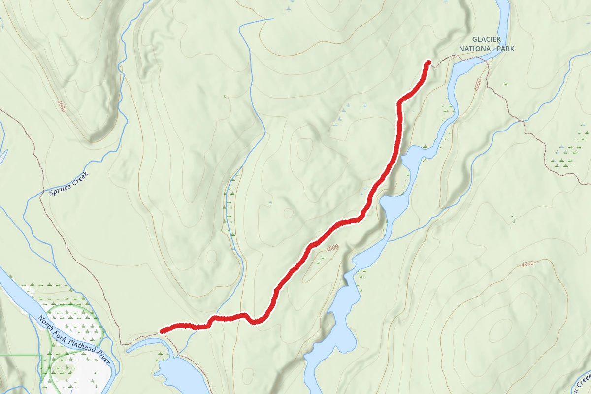 Kishenehn Creek route map
