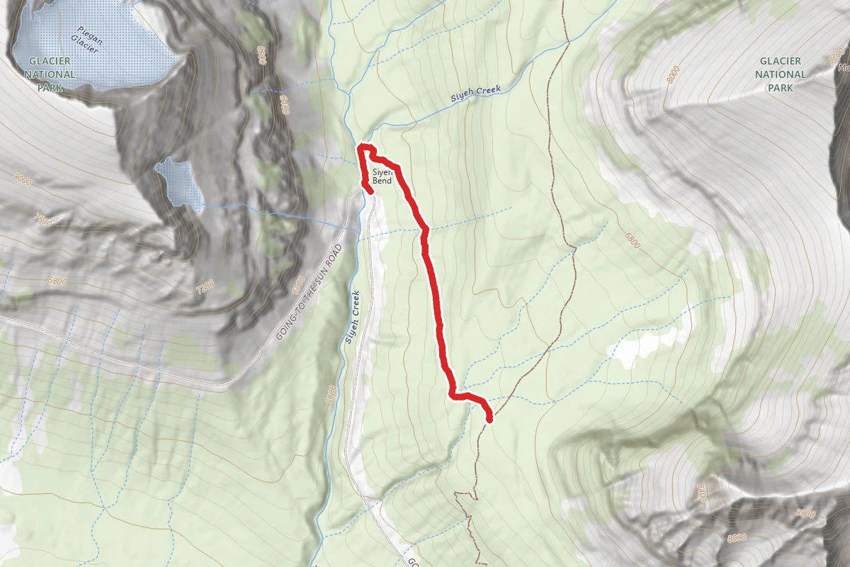 Siyeh Bend route map