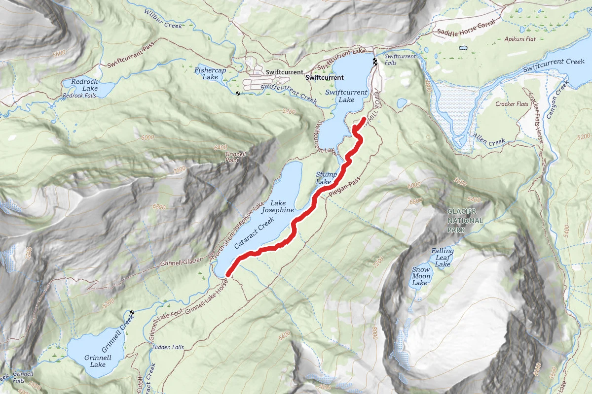 South Shore Josephine Lake route map