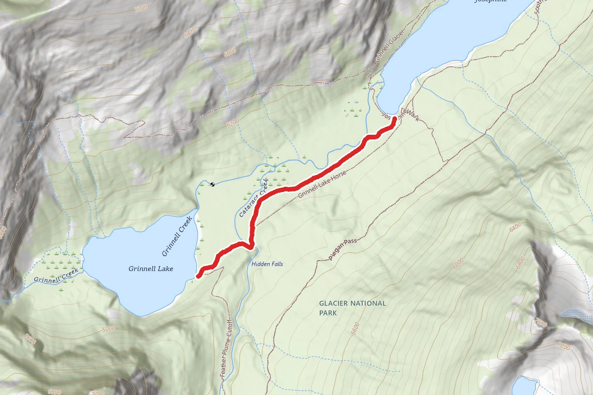 Grinnell Lake Foot route map