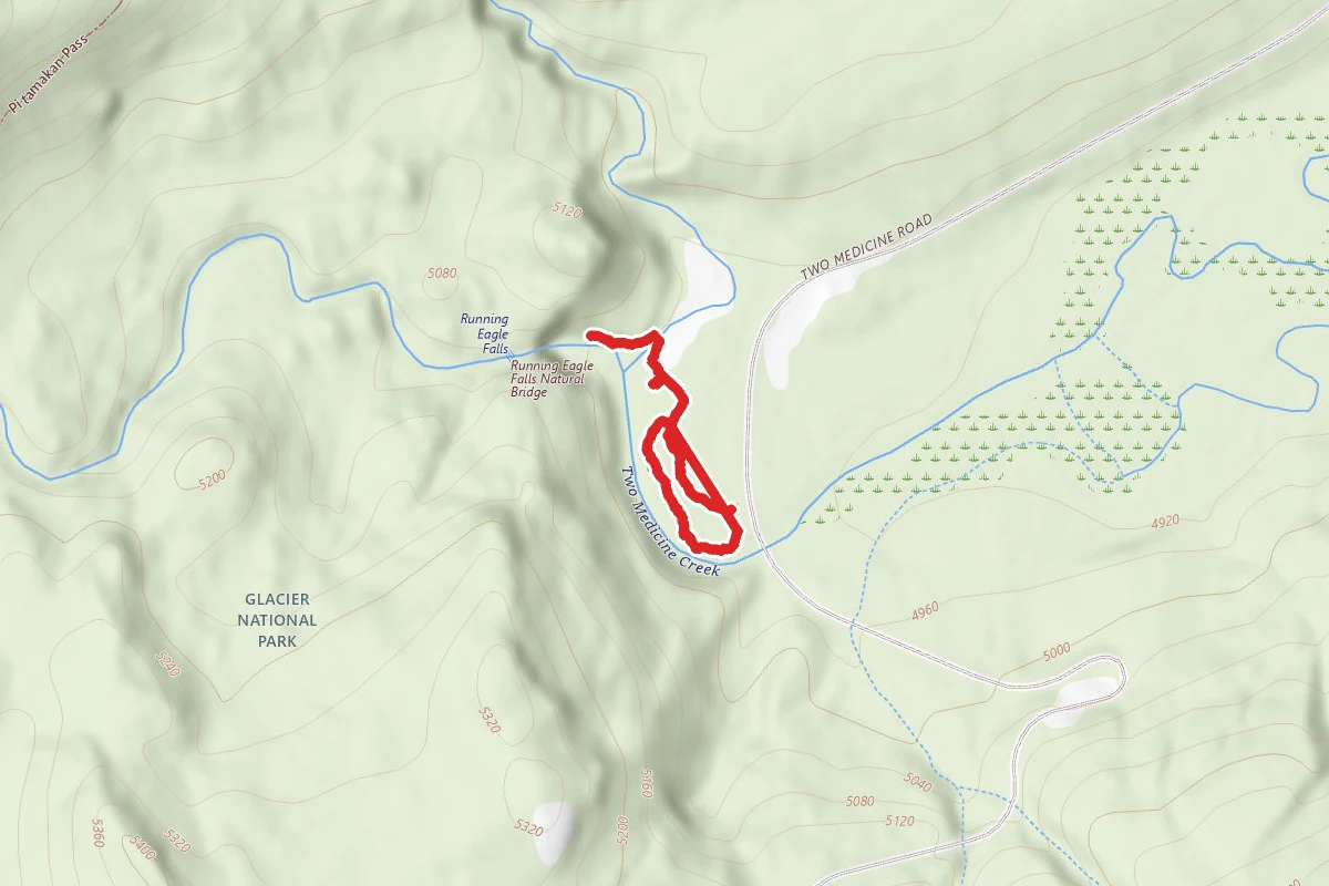 Running Eagle Falls route map