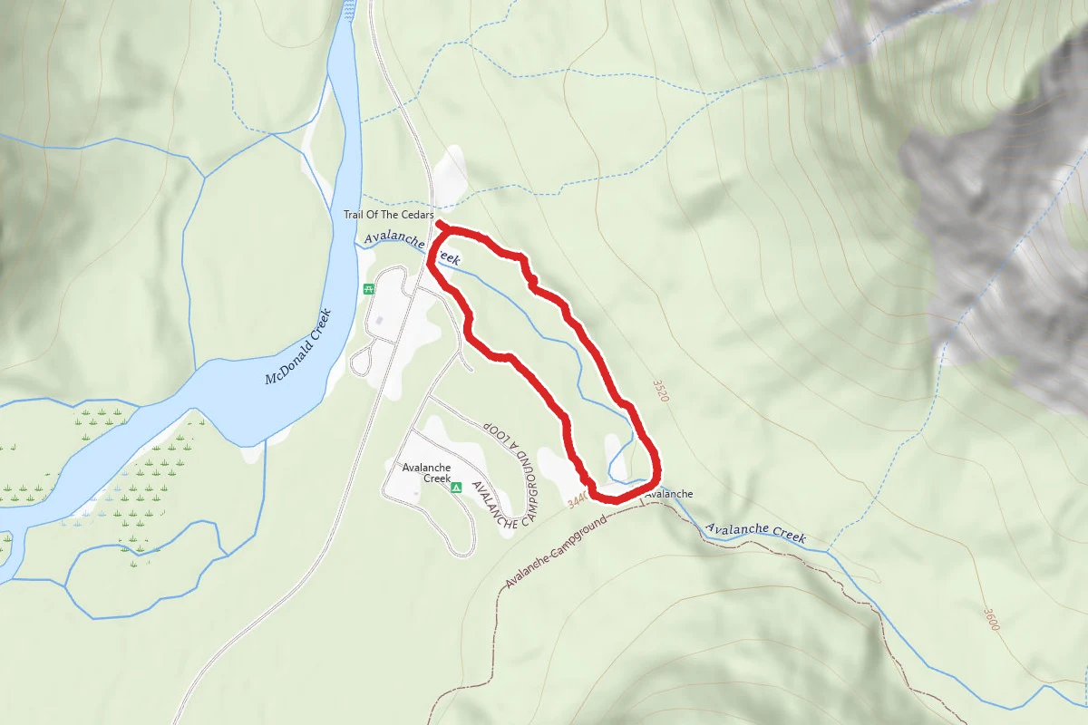 Trail of the Cedars route map