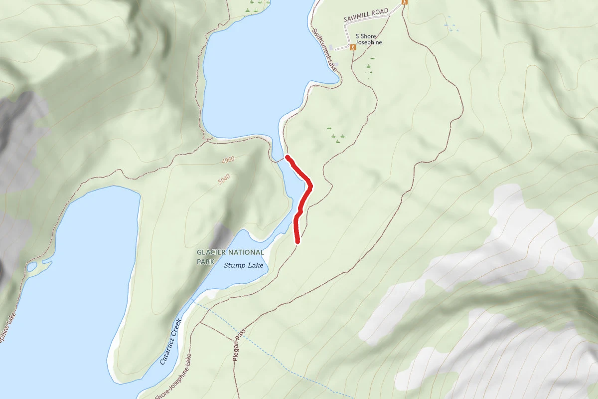 Swiftcurrent Cutoff route map